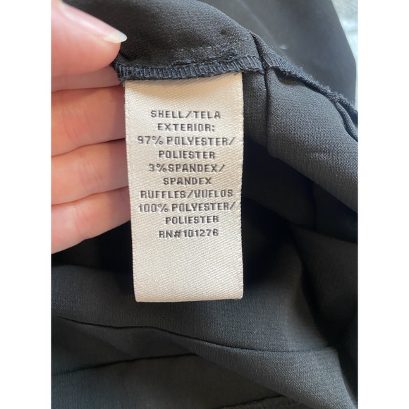 ECI Blouse Womens Size 10 Black Ruffle Halter Top Career Office Dinner Shirt - Picture 7 of 9